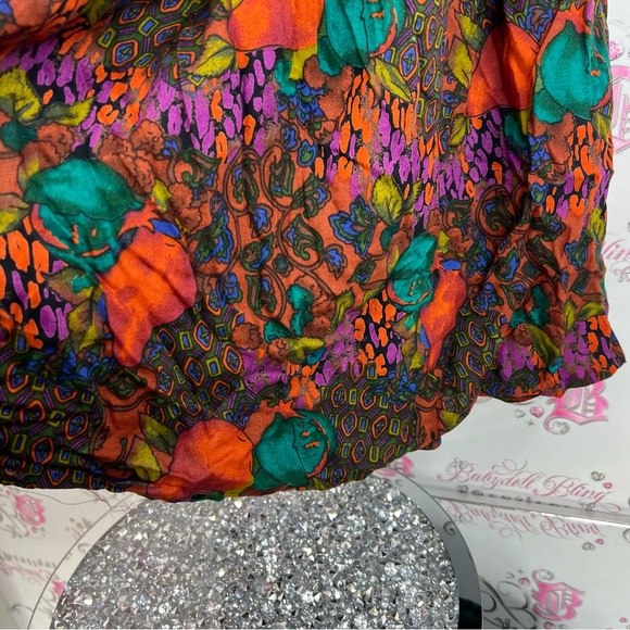 Lasile skirt long flowy vintage vibrant Colors Floral Multicolor Maxi Skirt - Picture 5 of 11